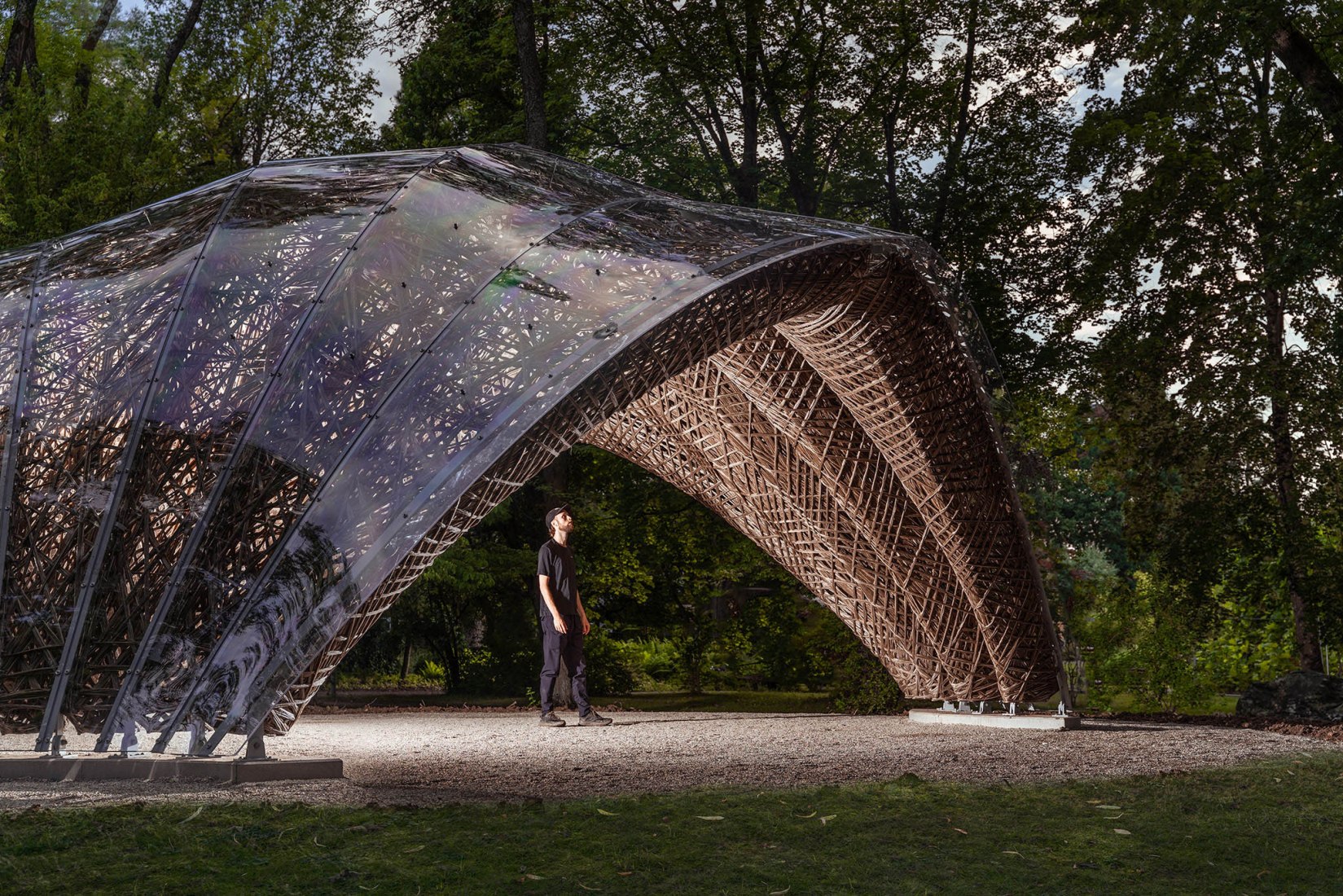 livMatS Pavilion. Photograph by Rob Faulkner - ICD/ITKE/IntCDC University of Stuttgart.